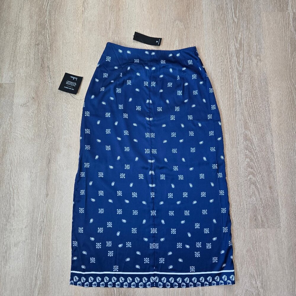 Lulu's Navy Blue & White Paisley Midi Skirt - Picture 6 of 14